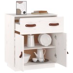 vidaXL Servantă, alb, 65,5x40x75 cm, lemn masiv de pin
