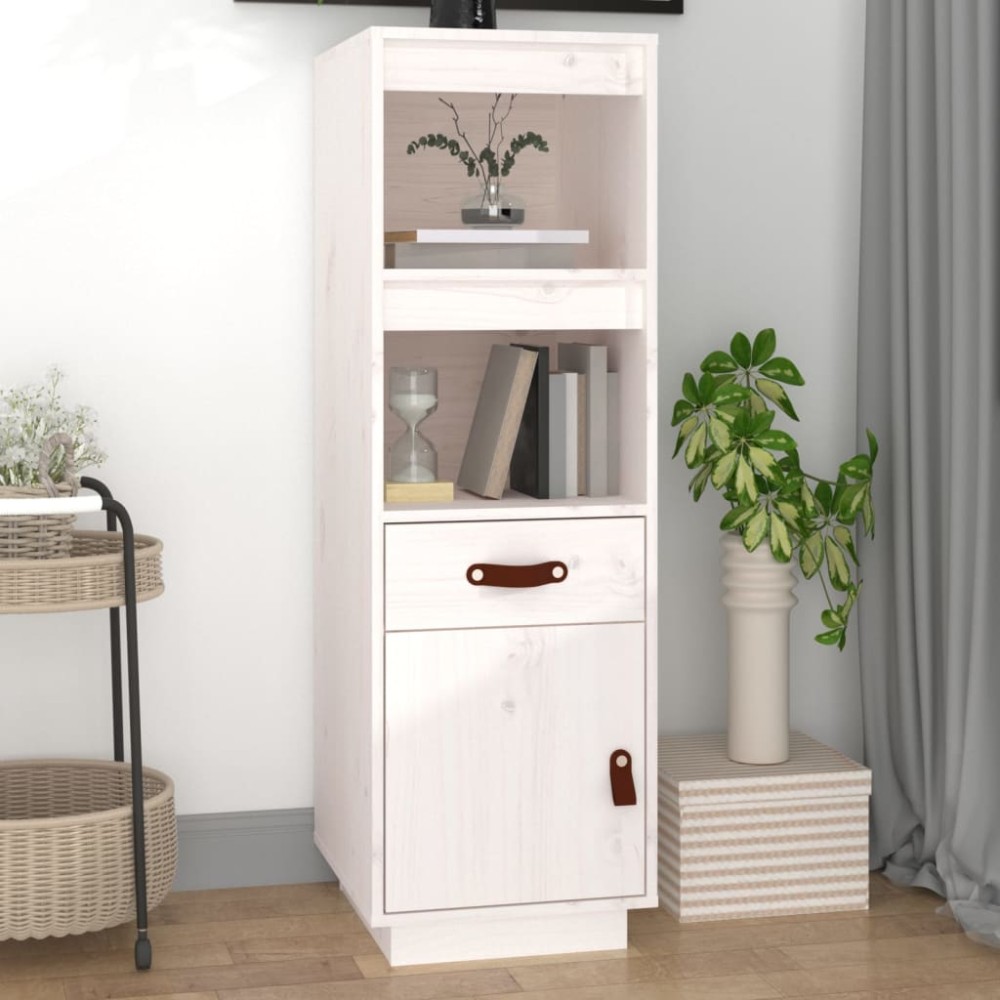 vidaXL Dulap înalt, alb, 34x40x108,5 cm, lemn masiv de pin