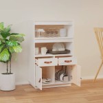 vidaXL Dulap înalt, alb, 67x40x108,5 cm, lemn masiv de pin