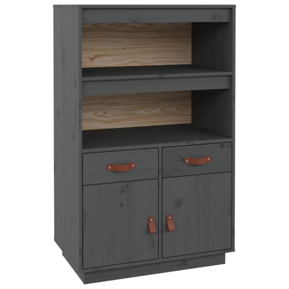 vidaXL Dulap înalt, gri, 67x40x108,5 cm, lemn masiv de pin