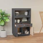 vidaXL Dulap înalt, gri, 67x40x108,5 cm, lemn masiv de pin