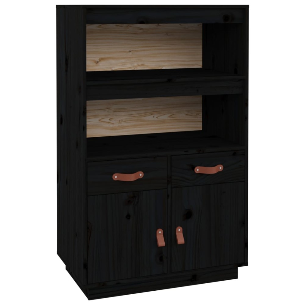 vidaXL Dulap înalt, negru, 67x40x108,5 cm, lemn masiv de pin