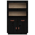 vidaXL Dulap înalt, negru, 67x40x108,5 cm, lemn masiv de pin