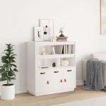 vidaXL Dulap înalt, alb, 100x40x108,5 cm, lemn masiv de pin vidaXL Dulap înalt, alb, 100x40x108,5 cm, lemn masiv de pin