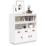 vidaXL Dulap înalt, alb, 100x40x108,5 cm, lemn masiv de pin vidaXL Dulap înalt, alb, 100x40x108,5 cm, lemn masiv de pin