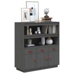 vidaXL Dulap înalt, gri, 100x40x108,5 cm, lemn masiv de pin