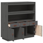 vidaXL Dulap înalt, gri, 100x40x108,5 cm, lemn masiv de pin