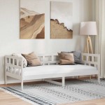 vidaXL Pat de zi, alb, 80x200 cm, lemn masiv de pin vidaXL Pat de zi, alb, 80x200 cm, lemn masiv de pin