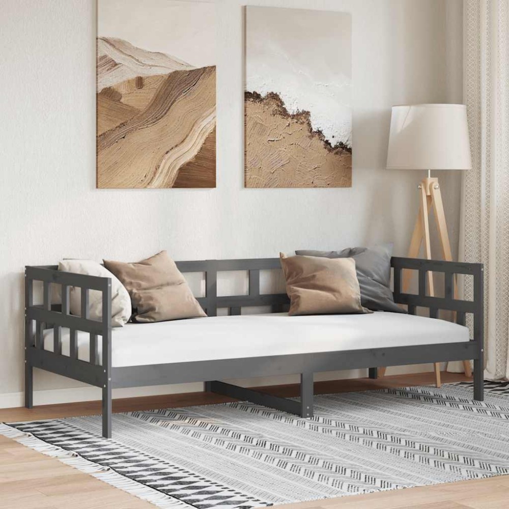 vidaXL Pat de zi, gri, 80x200 cm, lemn masiv de pin