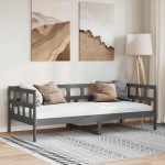vidaXL Pat de zi, gri, 80x200 cm, lemn masiv de pin
