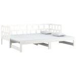 vidaXL Pat extensibil de zi, alb, 2x(90x200) cm, lemn masiv de pin