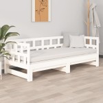 vidaXL Pat extensibil de zi, alb, 2x(90x200) cm, lemn masiv de pin