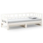 vidaXL Pat extensibil de zi, alb, 2x(90x200) cm, lemn masiv de pin
