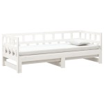 vidaXL Pat extensibil de zi, alb, 2x(90x200) cm, lemn masiv de pin