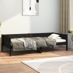 vidaXL Pat de zi, negru, 90x190 cm, lemn masiv de pin