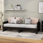 vidaXL Pat extensibil de zi, negru, 2x(90x200) cm, lemn masiv pin vidaXL Pat extensibil de zi, negru, 2x(90x200) cm, lemn masiv pin