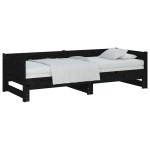 vidaXL Pat extensibil de zi, negru, 2x(90x200) cm, lemn masiv pin vidaXL Pat extensibil de zi, negru, 2x(90x200) cm, lemn masiv pin