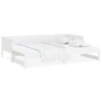 vidaXL Pat extensibil de zi, alb, 2x(80x200) cm, lemn masiv de pin vidaXL Pat extensibil de zi, alb, 2x(80x200) cm, lemn masiv de pin