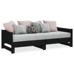 vidaXL Pat extensibil de zi, negru, 2x(80x200) cm, lemn masiv pin