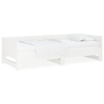 vidaXL Pat extensibil de zi, alb, 2x(90x190) cm, lemn masiv de pin vidaXL Pat extensibil de zi, alb, 2x(90x190) cm, lemn masiv de pin
