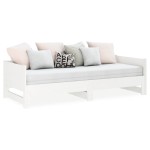 vidaXL Pat extensibil de zi, alb, 2x(90x190) cm, lemn masiv de pin vidaXL Pat extensibil de zi, alb, 2x(90x190) cm, lemn masiv de pin