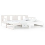vidaXL Pat extensibil de zi, alb, 2x(90x200) cm, lemn masiv de pin