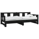 vidaXL Pat extensibil de zi, negru, 2x(80x200) cm, lemn masiv pin