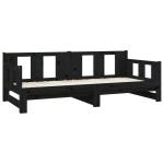 vidaXL Pat extensibil de zi, negru, 2x(80x200) cm, lemn masiv pin