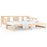 vidaXL Pat extensibil de zi, 2x(90x190) cm, lemn masiv de pin