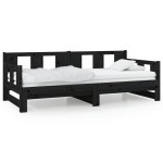 vidaXL Pat extensibil de zi, negru, 2x(90x190) cm, lemn masiv pin