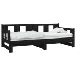 vidaXL Pat extensibil de zi, negru, 2x(90x190) cm, lemn masiv pin