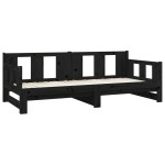vidaXL Pat extensibil de zi, negru, 2x(90x190) cm, lemn masiv pin