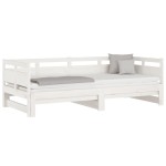 vidaXL Pat extensibil de zi, alb, 2x(90x200) cm, lemn masiv de pin vidaXL Pat extensibil de zi, alb, 2x(90x200) cm, lemn masiv de pin