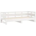 vidaXL Pat extensibil de zi, alb, 2x(90x200) cm, lemn masiv de pin vidaXL Pat extensibil de zi, alb, 2x(90x200) cm, lemn masiv de pin