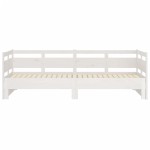 vidaXL Pat extensibil de zi, alb, 2x(90x200) cm, lemn masiv de pin vidaXL Pat extensibil de zi, alb, 2x(90x200) cm, lemn masiv de pin