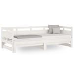 vidaXL Pat de zi extensibil, alb, 2x(80x200) cm, lemn masiv de pin