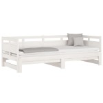 vidaXL Pat de zi extensibil, alb, 2x(80x200) cm, lemn masiv de pin