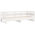 vidaXL Pat de zi extensibil, alb, 2x(80x200) cm, lemn masiv de pin