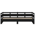 vidaXL Pat de zi extensibil, negru, 2x(80x200) cm, lemn masiv de pin
