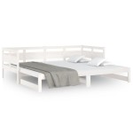 vidaXL Pat de zi extensibil, alb, 2x(90x190) cm, lemn masiv de pin