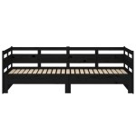vidaXL Pat de zi extensibil, negru, 2x(90x190) cm, lemn masiv de pin