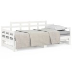 vidaXL Pat extensibil de zi, alb, 2x(90x200) cm, lemn masiv de pin