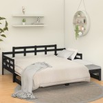 vidaXL Pat extensibil de zi, negru, 2x(90x200) cm, lemn masiv pin