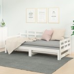 vidaXL Pat extensibil de zi, alb, 2x(90x190) cm, lemn masiv de pin vidaXL Pat extensibil de zi, alb, 2x(90x190) cm, lemn masiv de pin