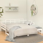 vidaXL Pat extensibil de zi, alb, 2x(90x190) cm, lemn masiv de pin vidaXL Pat extensibil de zi, alb, 2x(90x190) cm, lemn masiv de pin