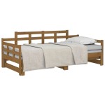 vidaXL Pat extensibil de zi, maro miere, 2x(90x190) cm, lemn masiv pin
