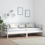 vidaXL Pat de zi, 90x200 cm, alb, lemn masiv de pin vidaXL Pat de zi, 90x200 cm, alb, lemn masiv de pin