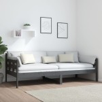 vidaXL Pat de zi, gri, 90x200 cm, lemn masiv de pin