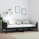 vidaXL Pat de zi, negru, 90x200 cm, lemn masiv de pin vidaXL Pat de zi, negru, 90x200 cm, lemn masiv de pin