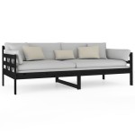 vidaXL Pat de zi, negru, 90x200 cm, lemn masiv de pin vidaXL Pat de zi, negru, 90x200 cm, lemn masiv de pin
